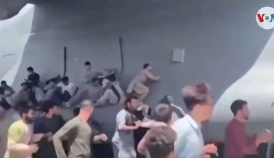 Encuentran restos humanos en rueda de avión estadounidense que partió de Kabul